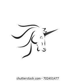 Unicorn Horse Tribal Logo Silhouette. Isolated.