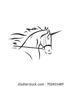 Unicorn Horse Tribal Logo Silhouette. Isolated.