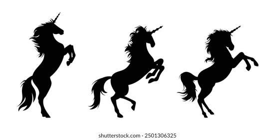 unicorn horses black vector design