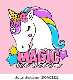 UNICORN WITH AN ICE CREAM ON THE FRONT