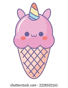 unicorn ice cream over white