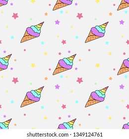 unicorn ice cream seamless pattern background vector