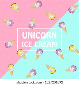 unicorn ice cream with summer background