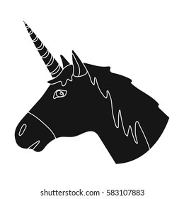 Unicorn icon in black style isolated on white background. Scotland country symbol stock vector illustration.