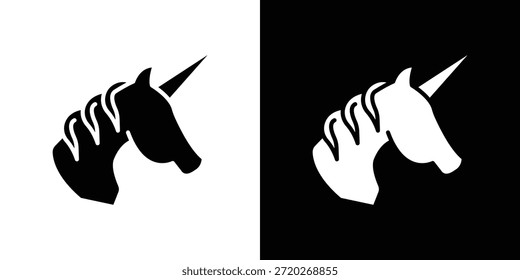 Icono de unicornio. Icono de diseño plano simple en blanco y negro