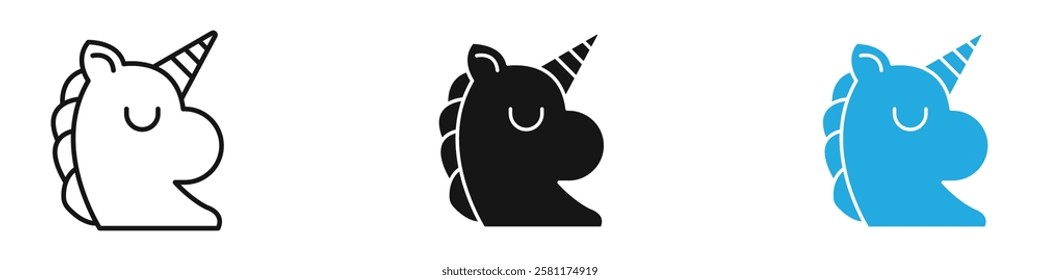 Unicorn icon black white vector outline