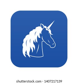 Unicorn icon digital blue for any design isolated on white vector illustration
