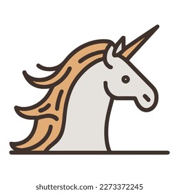Unicorn icon. Unicorn emblem. Unicorn silhouette on a yellow background.