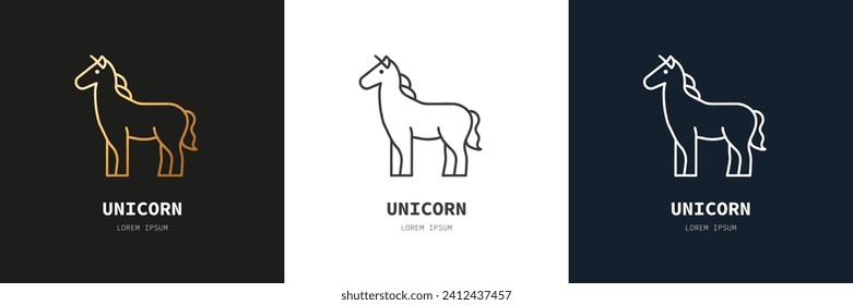 Unicorn icon from fairy tale collection. Thin linear unicorn, magic, cute outline icon isolated on white background. Line vector unicorn sign, symbol for web and mobile