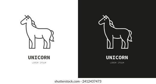 Unicorn icon from fairy tale collection. Thin linear unicorn, magic, cute outline icon isolated on white background. Line vector unicorn sign, symbol for web and mobile