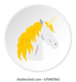 Unicorn icon in flat circle isolated vector illustration for web