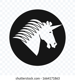 Unicorn icon illustration on blank background. unicorn head vector.