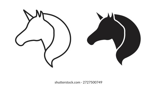Icono de unicornio Ilustración vectorial aislada. Pictograma de Vector para Web y App