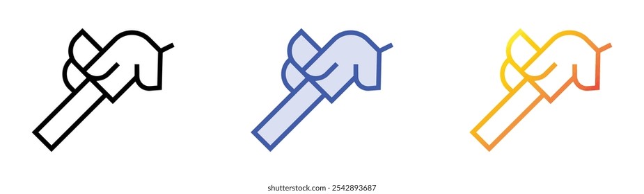 icono de unicornio. Lineal, relleno azul y diseño de estilo degradado aislado sobre fondo blanco