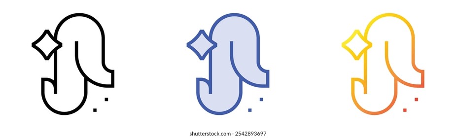 unicorn icon. Linear, Blue Fill and Gradient Style Design Isolated On White Background