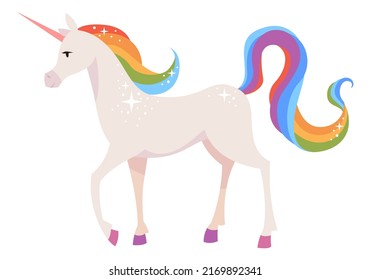 Unicorn icon. Magic fairytale creature with rainbow tail