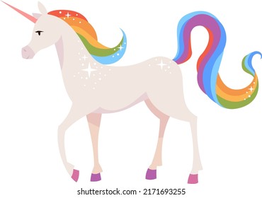 Unicorn icon. Magic fairytale creature with rainbow tail
