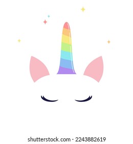 unicorn icon on a white background, vector illustration. cute funny unicorn face.