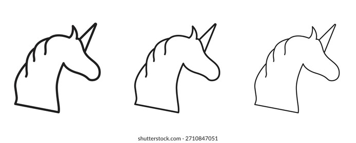Icono de unicornio con estilo de contorno, diseños de Ilustración vectorial