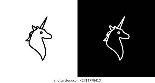 Esquema del icono de unicornio. Vector aislado pictograma para el Web
