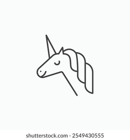 Unicorn icon set in blackthin line style.