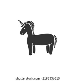 Unicorn Icon Silhouette Illustration. Magic Vector Graphic Pictogram Symbol Clip Art. Doodle Sketch Black Sign.
