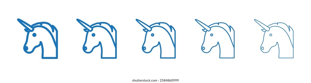 Unicorn icon Symbol collection thin outline set