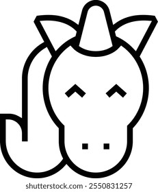 Einhorn-Symbol. Dünnes lineares Design einzeln auf weißem Hintergrund