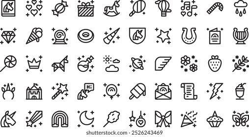 Ícones de unicórnio Coleção de ícones vetoriais de alta qualidade com traço editável. Ideal para projetos profissionais e criativos.