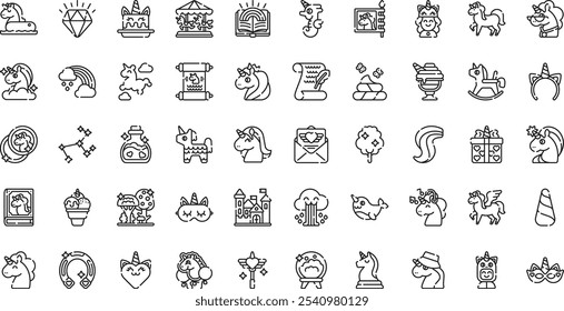 Unicorn icons High-Quality Vector Icons Collection with Editable Stroke. Ideal for Professional and Creative Projects.