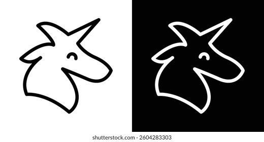 Unicorn icons vectors set in stroke line style.