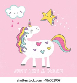 unicorn illustration for baby tee