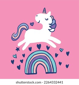 Unicorn illustration. Fashion and more. Girl child tshirt pattern design