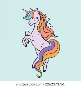 Unicorn illustration. Fashion tshirt print design and more. Girl child tshirt pattern design