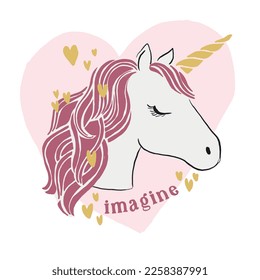 Unicorn illustration. Girl tshirt graphic design, fashion and more. Girl child tshirt pattern design