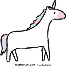 unicorn illustration kawaii pastel colors,hand drawn crayon illustration,vector