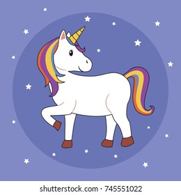 Unicorn Illustration on Purple Background