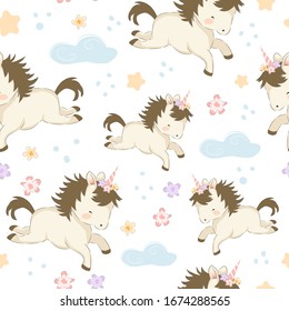 unicorn illustration in seamless pattern for personal project, background, invitation, wallpaper and many more