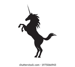 unicorn image silhouette vector isolated on white