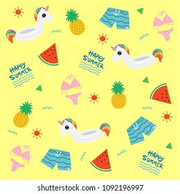 Unicorn inflatable ring in Summer object theme , Summer pattern, Vector illustration 