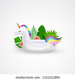 Unicorn inflatable swimming pool ring, tube, float. Layout for banners, wallpaper, flyers, invitation, posters, brochure, voucher discount.
