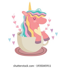 caricatura de unicornio dentro de la copa