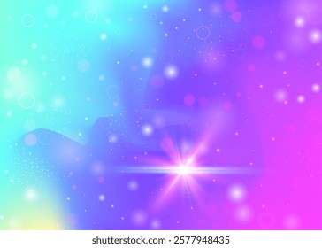 Unicorn Invitation. Purple Magic Pattern. Girl Hologram. Fairytale Galaxy Effect. Pink Girlish Gradient. Blue Universe Background. Rainbow Backdrop. Neon Unicorn Invitation.