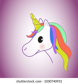 Unicorn isolated on background. For web site,poster,placard and wallpaper. Cute unicorn for mobile phone decoration,app,print material and greeting card.Creative art concept,vector illustration eps 10