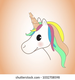 Unicorn isolated on background. For web site,poster,placard and wallpaper. Cute unicorn for mobile phone decoration,app,print material and greeting card.Creative art concept,vector illustration eps 10