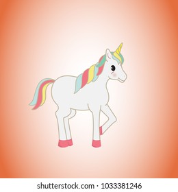 Unicorn isolated on background. For web site,poster,placard and wallpaper. Cute unicorn for mobile phone decoration,app,print material and greeting card.Creative art concept,vector illustration eps 10