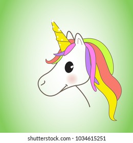 Unicorn isolated on background. For web site,poster,placard and wallpaper. Cute unicorn for mobile phone decoration,app,print material and greeting card.Creative art concept,vector illustration eps 10