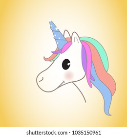 Unicorn isolated on background. For web site,poster,placard and wallpaper. Cute unicorn for mobile phone decoration,app,print material and greeting card.Creative art concept,vector illustration eps 10
