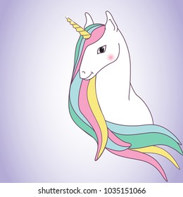 Unicorn isolated on background. For web site,poster,placard and wallpaper. Cute unicorn for mobile phone decoration,app,print material and greeting card.Creative art concept,vector illustration eps 10