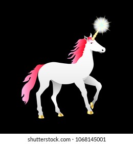 unicorn isolated on black background. Vector Illustration